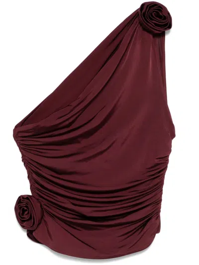 Magda Butrym One-shoulder Jersey Top In Brown