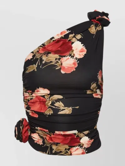 Magda Butrym One-shoulder Top With 3d Cotton Roses