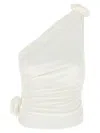 Magda Butrym One-shoulder Top With 3d Floral Applications In White