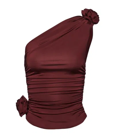 Magda Butrym One-shoulder Jersey Top In Brown