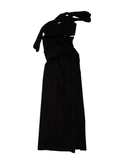 Pre-owned Magda Butrym One-shoulder Long Dress In Black