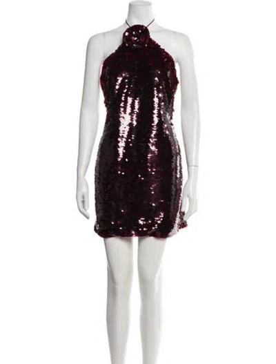 Pre-owned Magda Butrym One-shoulder Mini Dress In Burgundy