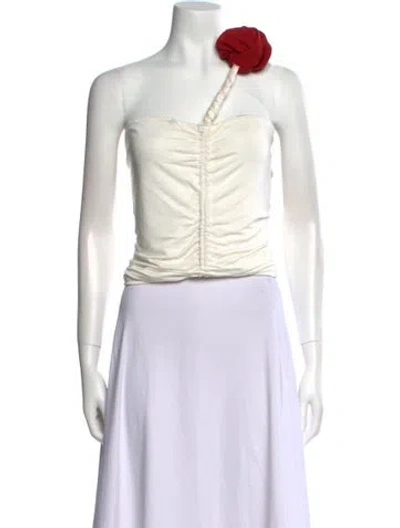Pre-owned Magda Butrym One-shoulder Sleeveless Crop Top In White