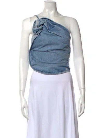 Pre-owned Magda Butrym One-shoulder Sleeveless Top In Blue