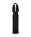 Magda Butrym Draped Stretch-satin Halterneck Gown In Black