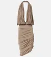 Magda Butrym Plunge-halterneck Jersey Midi Dress In Beige