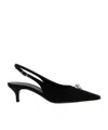 Magda Butrym Rosetta Slingback Pumps With Embellished Kitten Heel In Black