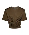 Magda Butrym Gathered Knot Stretch-cotton T-shirt In Green