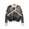 Magda Butrym Leather Jacket With Unique Fur Insert In Black