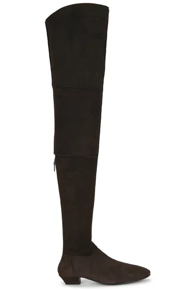 Magda Butrym Over Knee Shearling Boot In Brown