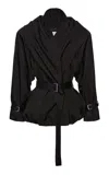 Magda Butrym Oversized Belted Cotton-silk Jacket In Black