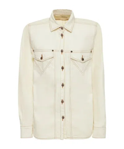 Magda Butrym Oversized Cotton Denim Shirt In White