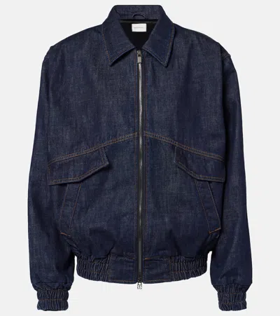 Magda Butrym Lapel Long-sleeved Denim Coat In Blue