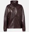 Magda Butrym Oversized Leather Bomber Jacket In Burgundy