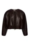 Magda Butrym Oversized Leather Jacket In Burgundy