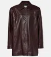 Magda Butrym Burgundy Oversized Button Up Leather Jacket In Burgundy