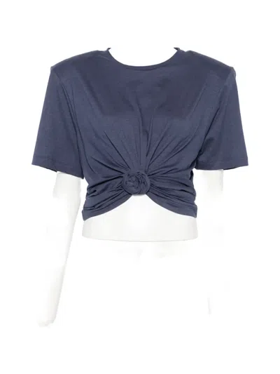Magda Butrym Padded-shoulder Knotted T-shirt In Blue