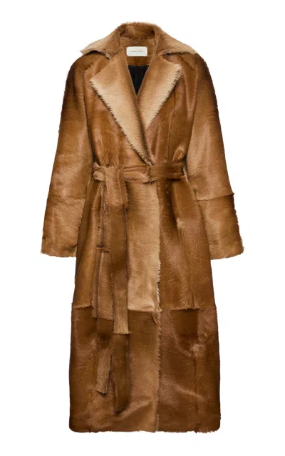 Magda Butrym Paneled Leather Coat In Brown