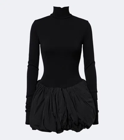 Magda Butrym Wool-blend Jersey And Shell Balloon Mini Dress In Black