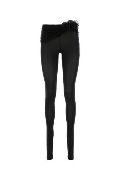 Magda Butrym Floral-appliqué Sash Leggings In Black