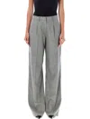 Magda Butrym Satin Straight Leg Pants With Central Crease In Gray