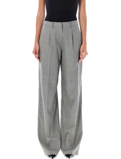 Magda Butrym Grey Pleated Wide Leg Trousers In Gray