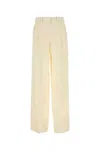 Magda Butrym Cream Wool Blend Wide-leg Pant In Beige