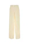 Magda Butrym Cream Wool Blend Wide-leg Pant In Beige
