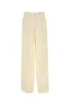 Magda Butrym Cream Wool Blend Wide-leg Pant In Beige