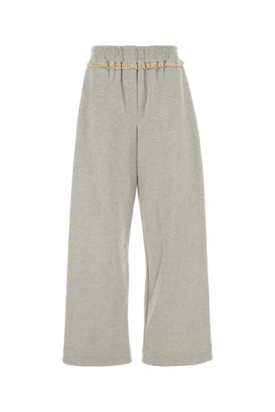 Magda Butrym Cotton Joggers With Lace Trim And Wide Leg In Gray
