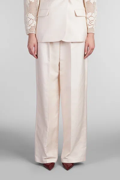 Magda Butrym Pants In Beige Silk