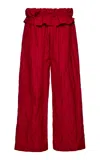 Magda Butrym Paperbag-waist Wide-leg Cotton-blend Pants In Red