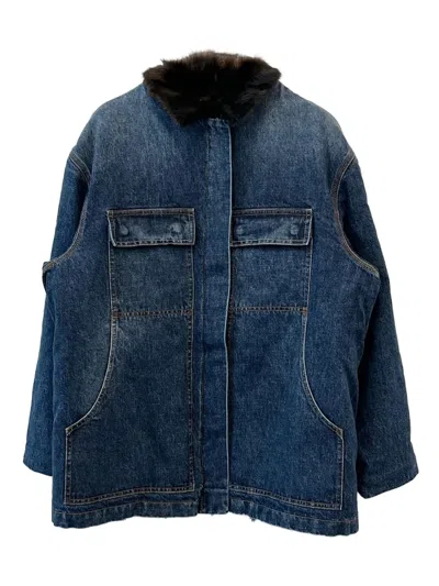 Magda Butrym Patch-pocket Denim Jacket In Blue