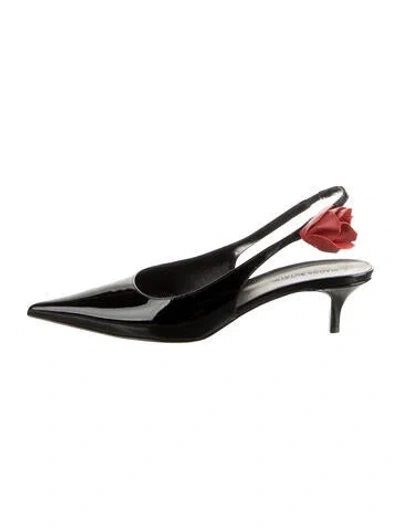 Pre-owned Magda Butrym Patent Leather Slingback Pumps In Black