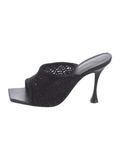 Pre-owned Magda Butrym Patterned Slides In Black