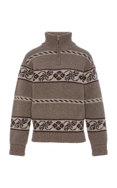 Magda Butrym Patterned Wool Turtlneck Sweater In Neutral