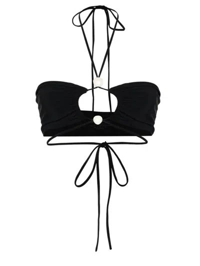 Magda Butrym Black Floral Bikini Top