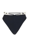 Magda Butrym High-waisted Monochrome Swimsuit Pearl Embellishments In Black