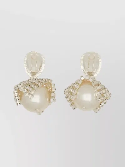 Magda Butrym Pearl Drop Earrings Crystal Detailing In White