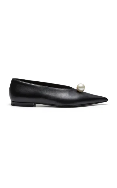 Magda Butrym Pearl-embellished Leather Ballet Flats In Black