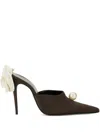 Magda Butrym Pearl-embellished Pointed-toe Mules In Brown