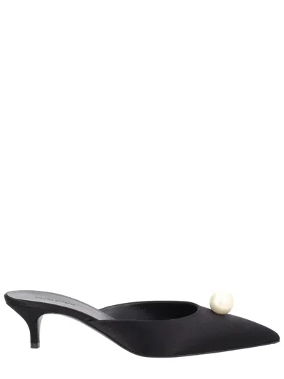 Magda Butrym Pearl Embellished Pointed-toe Mule Heels In Black