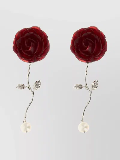 MAGDA BUTRYM PEARL ROSE SILVER-TONE EARRINGS