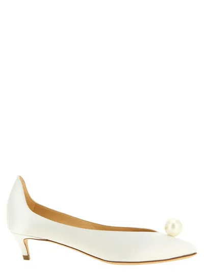 Magda Butrym Pearl-embellished Satin Pumps In White