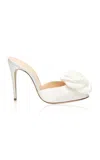 Magda Butrym Peep Toe Flower-embellished Satin Mules In White