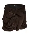 Magda Butrym Floral-appliqué Suede Miniskirt In Black