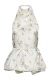 Magda Butrym Peplum Cotton-blend Top In Ivory