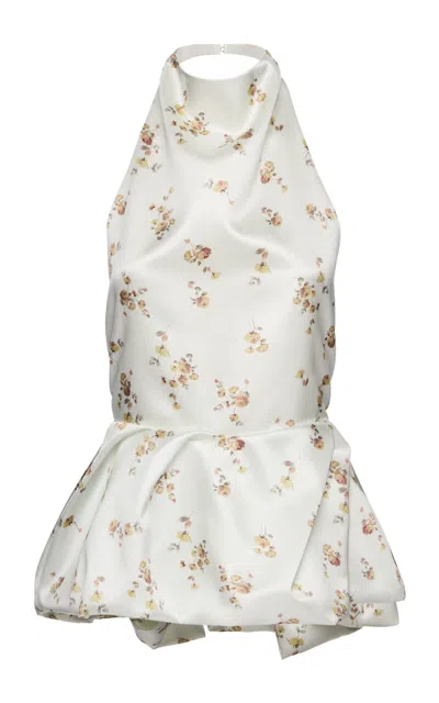Magda Butrym Peplum Cotton-blend Top In Ivory