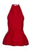 Magda Butrym Peplum Cotton-blend Top In Red