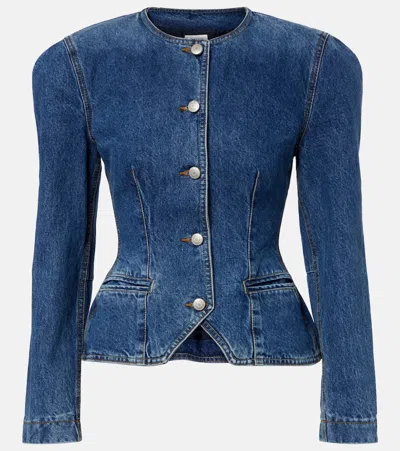 Magda Butrym Peplum Denim Jacket In Blue